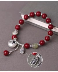 999 sterling silver chubby lucky carp cinnabar bracelet