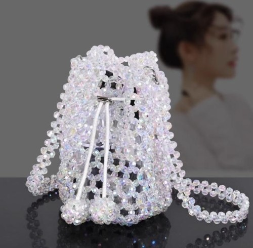 Hand-woven beaded bag mini crossbody bucket bag