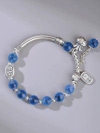 Pure Silver 999 Sugar Agate Bent Koi Bag Bracelet