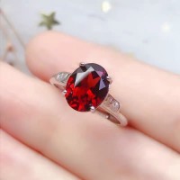 Natural Garnet S925 Sterling Silver Ring
