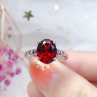 Natural Garnet S925 Sterling Silver Ring