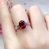Natural Garnet S925 Sterling Silver Ring