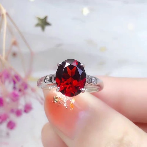 Natural Garnet S925 Sterling Silver Ring
