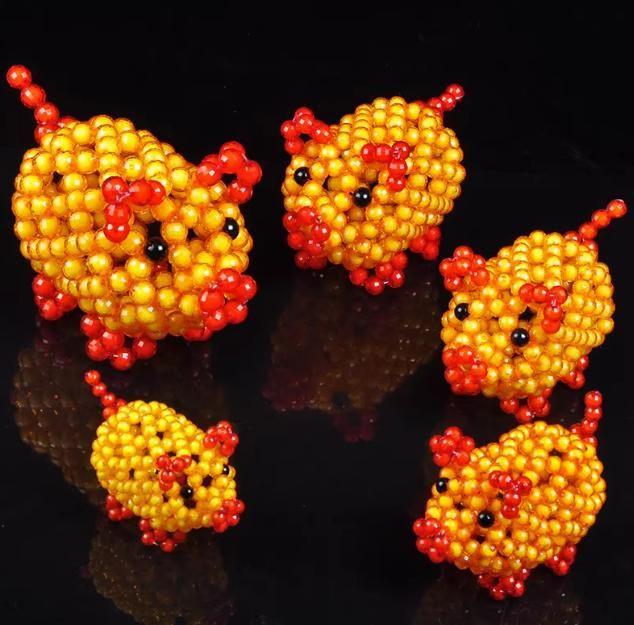 Hand-woven lucky pig ornaments