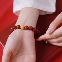 Natural crystal cinnabar bracelet ore large grain translucent raw stone bracelet realgar transfer beads