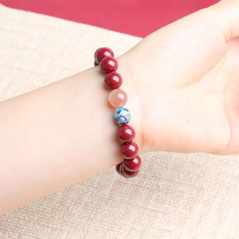 Natural ore high content cinnabar bracelet purple gold sand lotus bracelet
