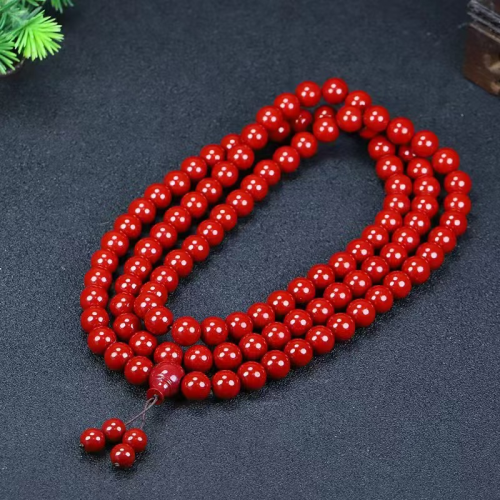 Natural cinnabar 108 beads high content purple gold sand multi-circle bracelet.