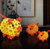 Hand-woven lucky pig ornaments