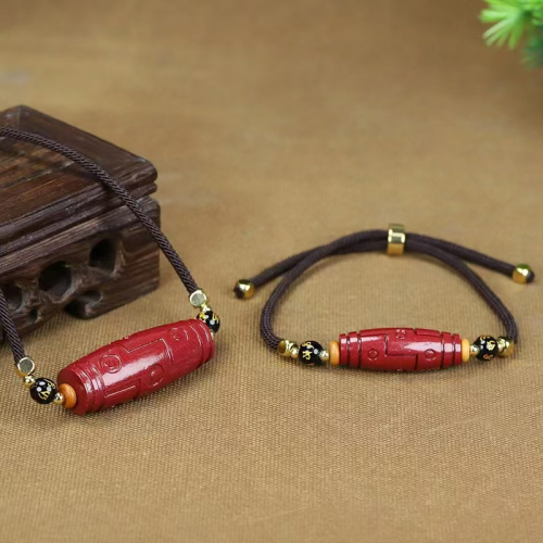 Natural authentic cinnabar dzi clavicle pendant male and female couples high-content purple gold sand necklace