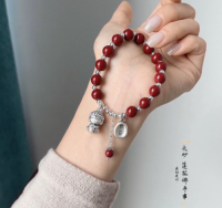 Purple Gold Cinnabar Bracelet 999 Sterling Silver Ping An Joy Fashion Ethnic Style Bracelet