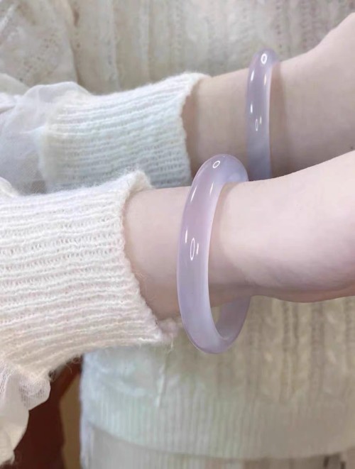Natural Violet Chalcedony Agate Bracelet