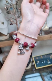 999 sterling silver cinnabar lion bracelet