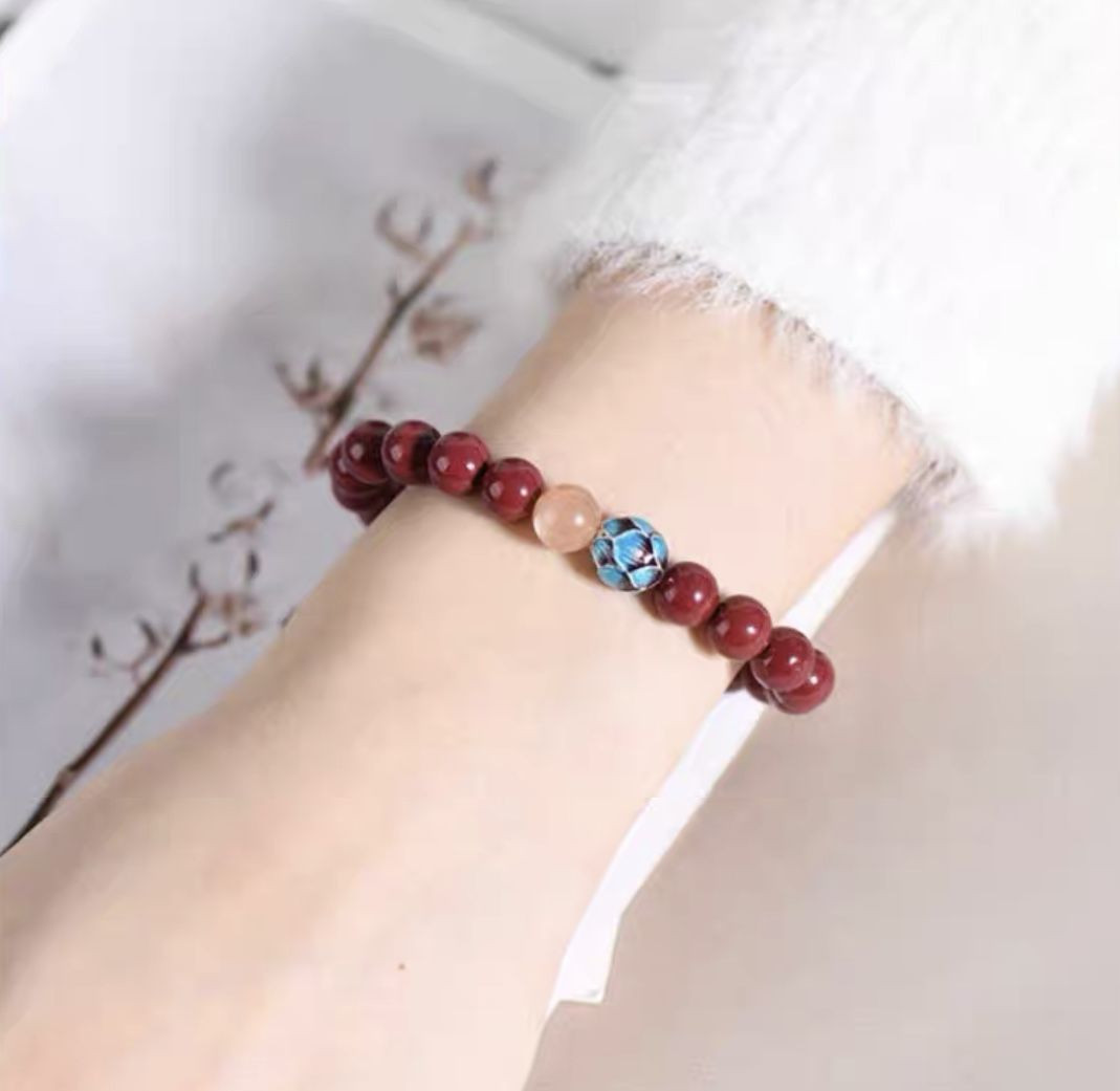Natural ore high content cinnabar bracelet purple gold sand lotus bracelet