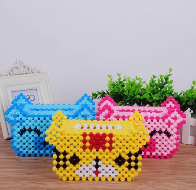Creative bear, pig and tiger gradient hand-woven tissue box