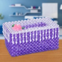 Hand-woven crystal curtain tissue box