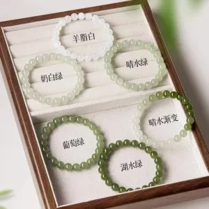 Women's natural hetian jade beaded bracelet Water Bracelet
