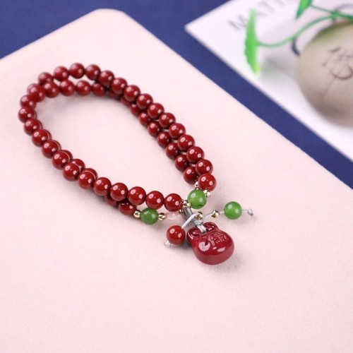 Genuine high-content cinnabar purple gold sand with lucky bag bracelet womens fortune and treasure