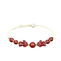 Natural High Content Purple Gold Cinnabar New Chinese Temperament Round Exquisite Fashion Bracelet