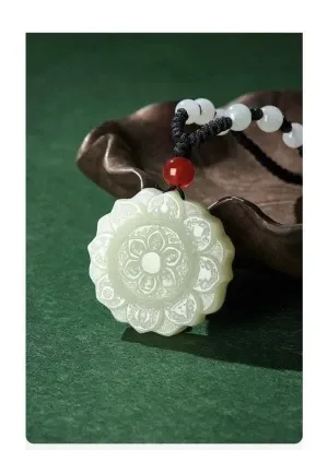 Hetian Jade Eight Treasure Compass Pendant