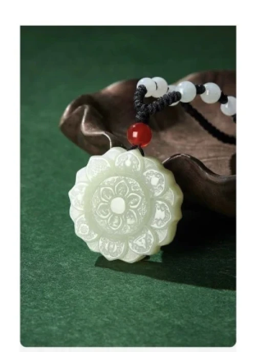 Hetian Jade Eight Treasure Compass Pendant