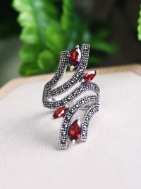925 Sterling Silver Vintage Blue Crystal Loose Sapphire Ring