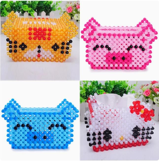 Creative bear, pig and tiger gradient hand-woven tissue box