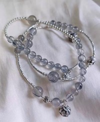 Natural crystal 999 sterling silver multi-circle dual-purpose hand string bracelet