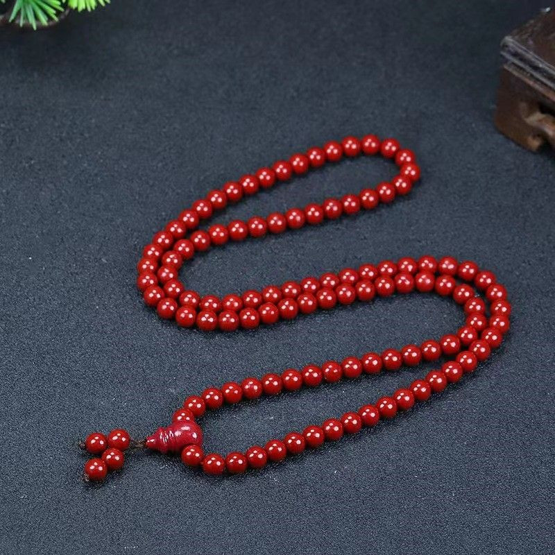 Natural cinnabar 108 beads high content purple gold sand multi-circle bracelet.