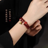 New Ntural authentic purple gold sand lucky beads double circle bracelet
