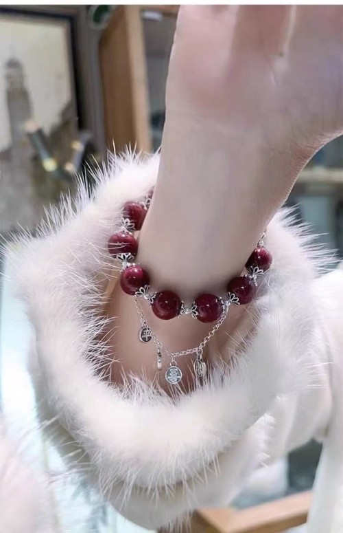 Original cinnabar peace and joy sterling silver tassel bracelet