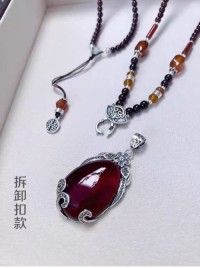 Natural garnet long sweater chain