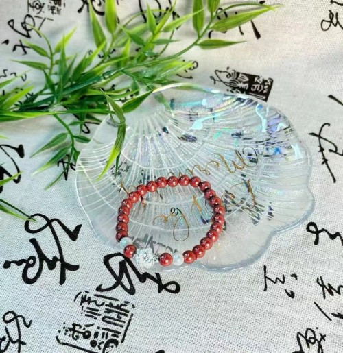 Womens genuine cinnabar lucky beads pure silver bracelet with flowers blooming and prosperity