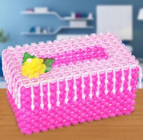 Hand-woven crystal curtain tissue box