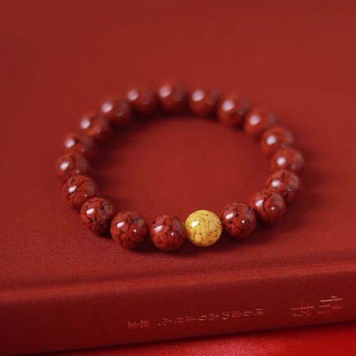 Natural crystal cinnabar bracelet ore large grain translucent raw stone bracelet realgar transfer beads
