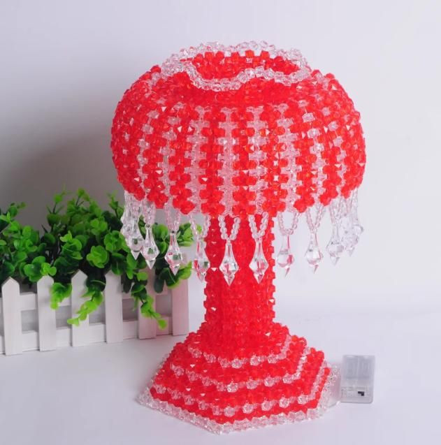 Creative hand-woven mushroom table lamp