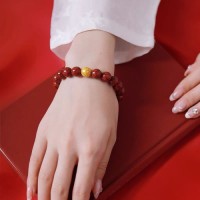 Natural crystal cinnabar bracelet ore large grain translucent raw stone bracelet realgar transfer beads
