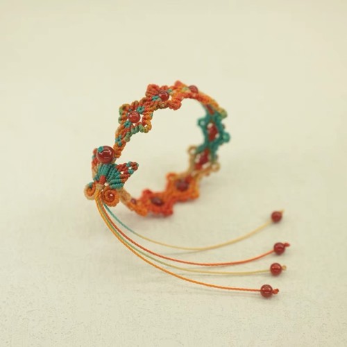 Canglan Jue Butterfly Flower Purely Hand-woven Couple's Rope Bracelet