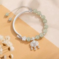 925 sterling silver peace and luck lock half bracelet half chain Hetian jade bracelet