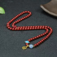 Authentic Zijin Cinnabar Bracelet Multi-circle Rosary Gourd Exquisite and Versatile Womens Fashion Light Luxury