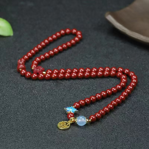 Authentic Zijin Cinnabar Bracelet Multi-circle Rosary Gourd Exquisite and Versatile Womens Fashion Light Luxury