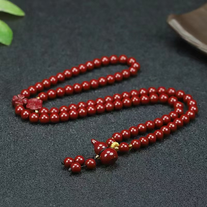 Authentic Zijin Cinnabar Bracelet Multi-circle Rosary Gourd Exquisite and Versatile Womens Fashion Light Luxury