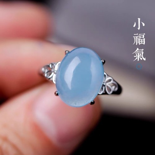 Sterling silver natural ice aquamarine crystal sapphire ring