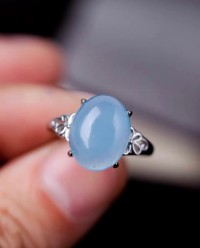 Sterling silver natural ice aquamarine crystal sapphire ring