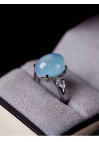 Sterling silver natural ice aquamarine crystal sapphire ring