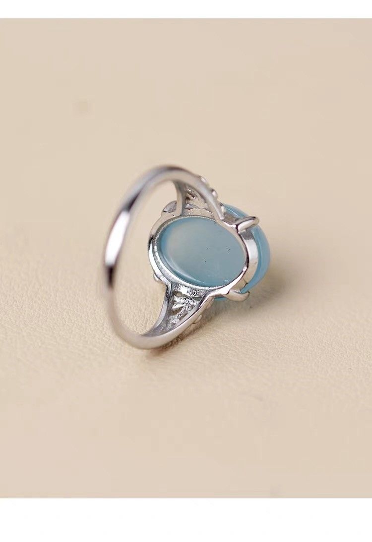 Sterling silver natural ice aquamarine crystal sapphire ring