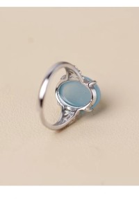 Sterling silver natural ice aquamarine crystal sapphire ring