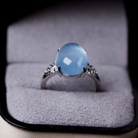 Sterling silver natural ice aquamarine crystal sapphire ring