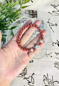 Womens genuine cinnabar lucky beads pure silver bracelet with flowers blooming and prosperity