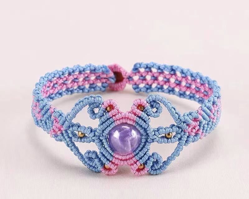 Amethyst Beads Delicate Braided Rope Bracelet