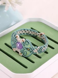 Amethyst Beads Delicate Braided Rope Bracelet